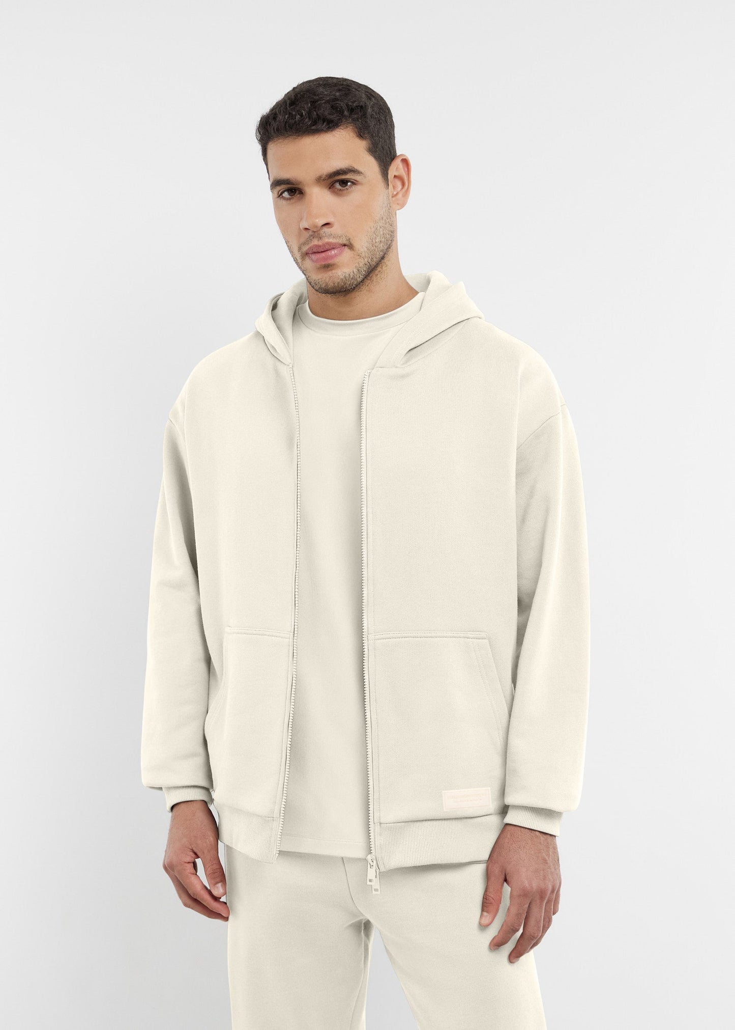 TGM Oversized Tonal Back Print Zip Hoodie 'Ivory'