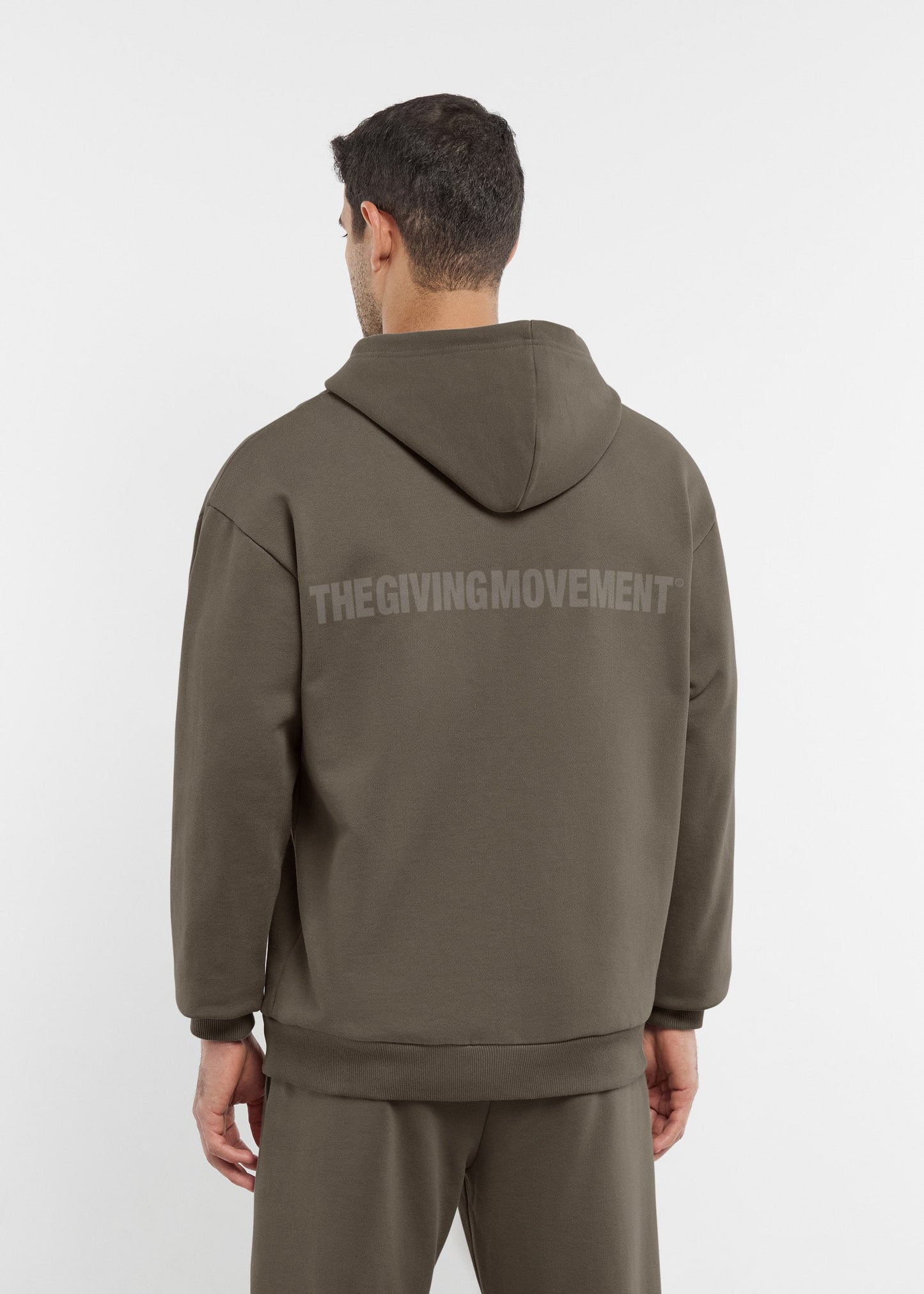 TGM Oversized Tonal Back Print Zip Hoodie 'Truffle'