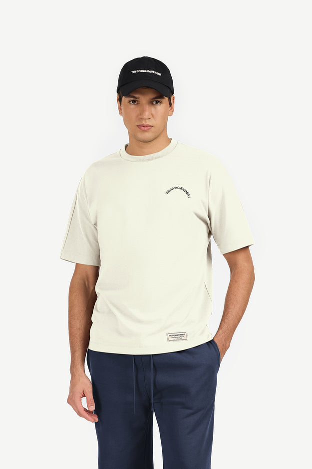 TGM Oversized Contrast Back Print T-Shirt 'Ivory'