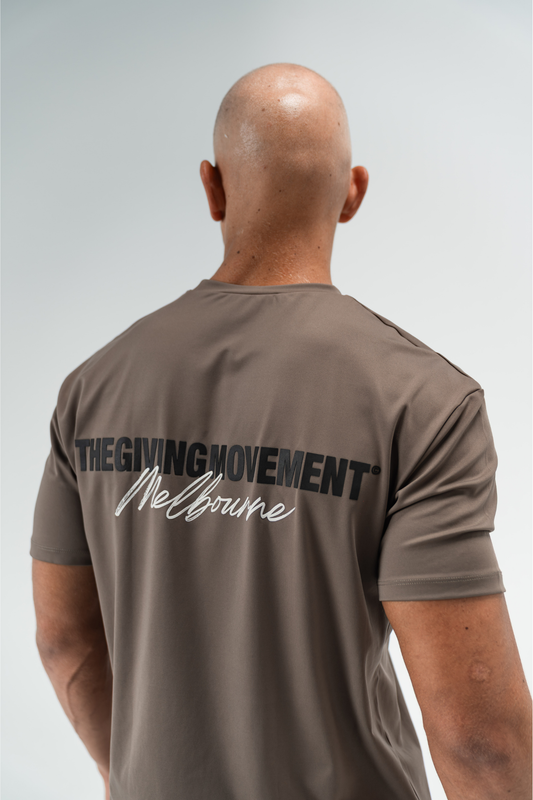 TGM Melbourne Print Oversized T-Shirt 'Truffle'