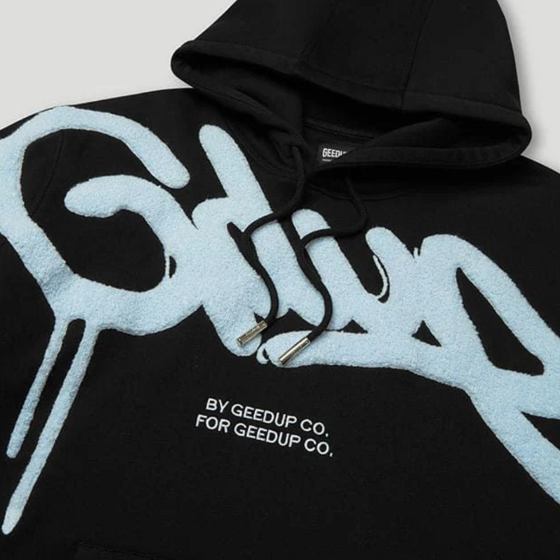 Geedup Handstyle Hoodie 'Black / Baby Blue'