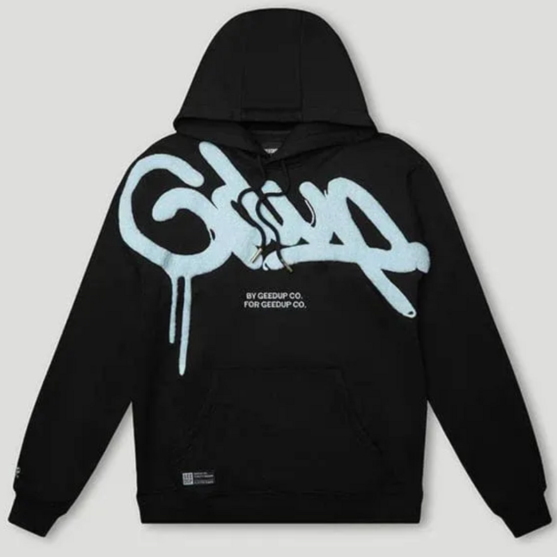 Geedup Handstyle Hoodie 'Black / Baby Blue'