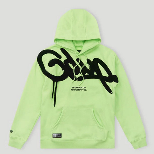 Geedup Handstyle Hoodie 'Pastel Green Black'