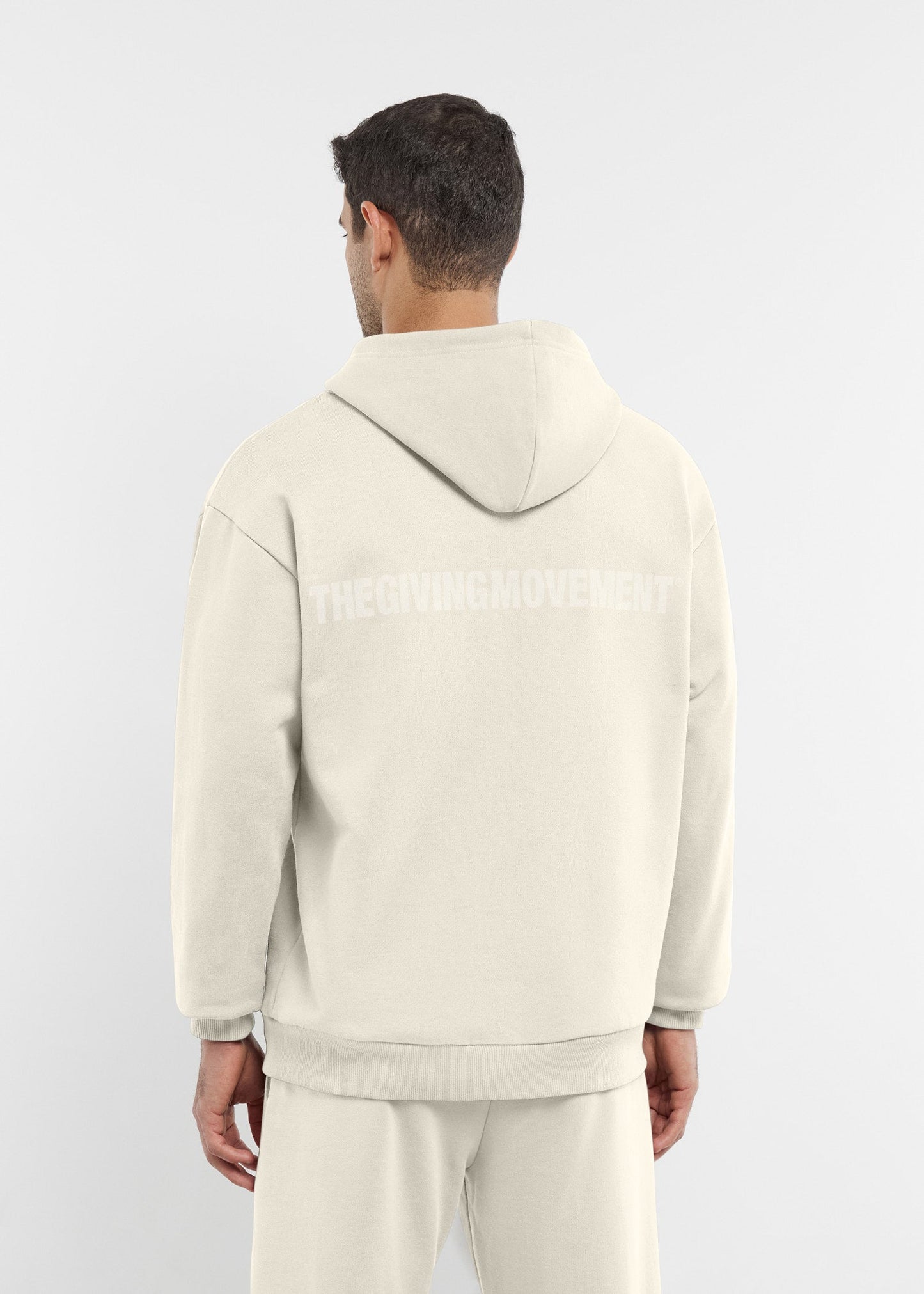 TGM Oversized Tonal Back Print Zip Hoodie 'Ivory'