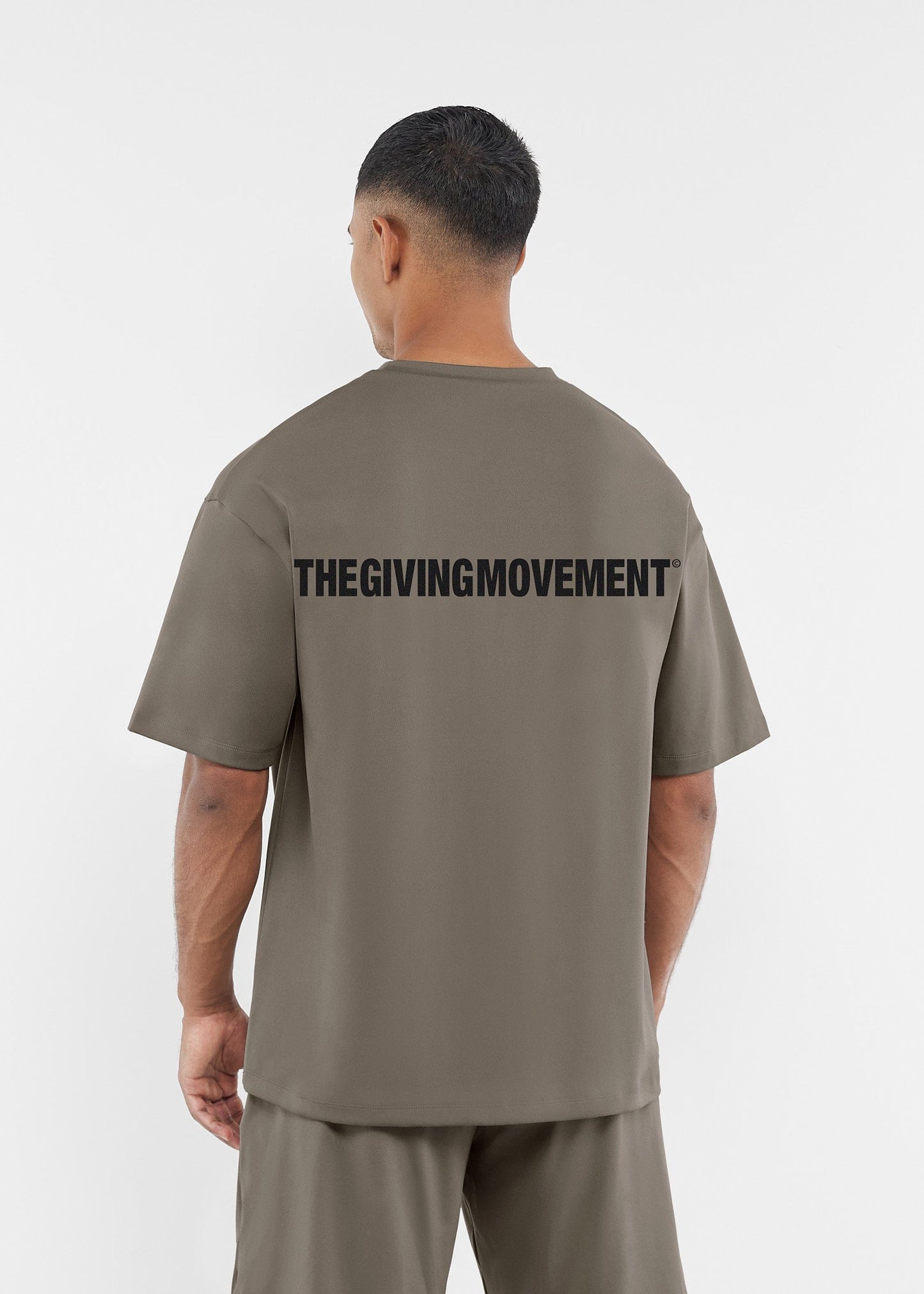 TGM Oversized Contrast Back Print T-Shirt 'Truffle'