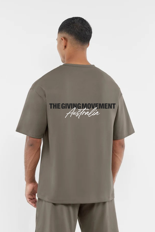 TGM AUS Print Oversized T-Shirt 'Truffle'